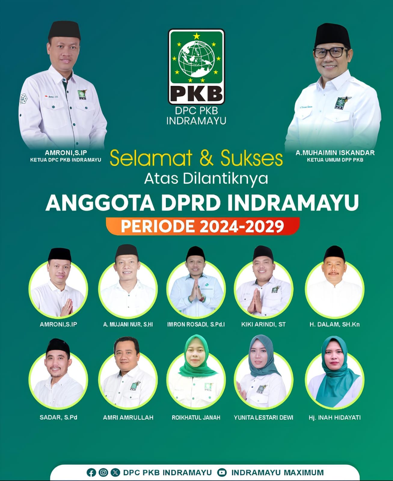 Resmi Dilantik, PKB Kuasai 10 Kursi DPRD Indramayu, Amroni Tekankan Perjuangan Aspirasi Rakyat