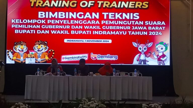 TRANING OF TRAINERS BIMBINGAN TEKNIS KPPS PEMILIHAN GUBERNUR DAN WAKIL GUBERNUR JAWA BARAT BUPATI DAN WAKIL BUPATI INDRAMAYU TAHUN 2024